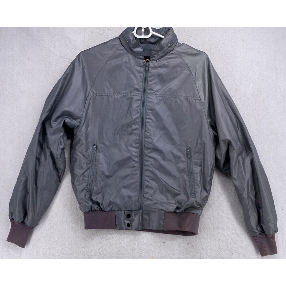 King Louie PRO FIT Bomber Jacket Windbreaker Gray Small Made in USA Vintage 80s